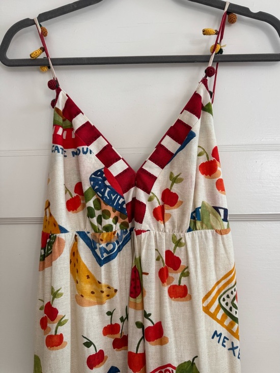 FARM Rio Dresses & Skirts - FARM Rio Cream Maxi Dress with Red, Green, Blue & Yellow Fruit Print
